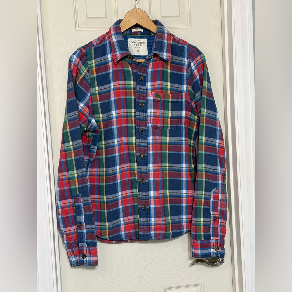 Abercrombie & Fitch Muscle Men's Medium Multicolor Plaid Shirt